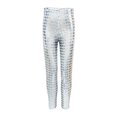 thumbnail image 1 of Lullu Girls Shiny Metallic Leggings High Waisted Dance Stage Performance Pants, Size 3-10, 1 of 4