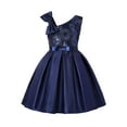 thumbnail image 1 of Lullu Girls Shiny Sequins Bow One Shoulder Dress Birthday Party Princess Dress, Sizes 2-10, 1 of 4