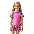 thumbnail image 1 of Lullu Girls Short Sleeve Rash Guard Shorts Swimsuit UPF 50+ Swim Set Bathing Suit, 1 of 8