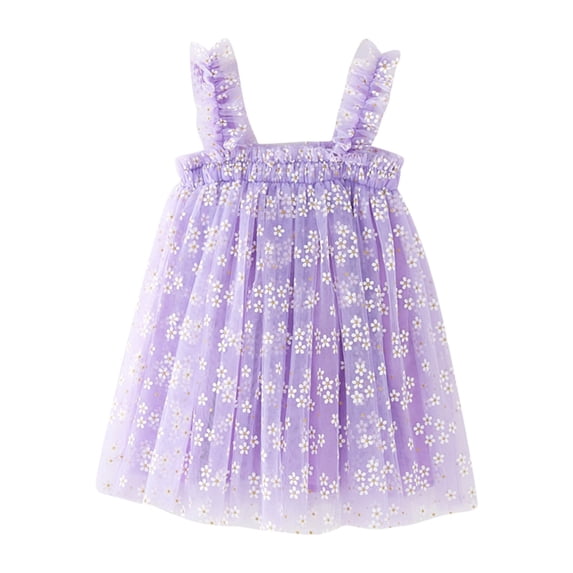 Lullu Girls Sleeveless Floral Tutu Dress Birthday Party A-Line Tulle Dress, Sizes 12M-6Y