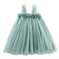 thumbnail image 1 of Lullu Girls Sleeveless Strap Tulle Dress Flowers Solid Tutu Dress Summer Princess Dresses, 1 of 3