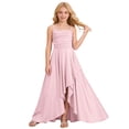 thumbnail image 1 of Lullu Girls Sleeveless Strappy Ruched Maxi Dress Irregular Pageant Party Dress, Sizes 6-14, 1 of 6