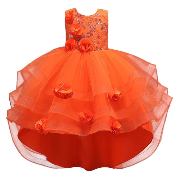 Lullu Girls Sleeveless Tutu High-Low Dress Wedding Birthday Party Pageant Gown, Sizes 4-13