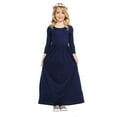 thumbnail image 1 of Lullu Girls Solid Basic Long Sleeve Maxi Dress Casual Round Neck Long Dress, Sizes 2-10, 1 of 4