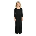 thumbnail image 1 of Lullu Girls Solid Basic Long Sleeve Maxi Dress Casual Round Neck Long Dress, Sizes 2-10, 1 of 5
