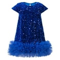 thumbnail image 1 of Lullu Girls Sparkly Sequin Ruffles Party Dress Birthday Pageant A-Line Dress, Sizes 12M-6Y, 1 of 4