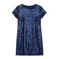 thumbnail image 1 of Lullu Girls Sparkly Sequins A Line Dress Summer Short Sleeve Birthday Party Dress, 1 of 3