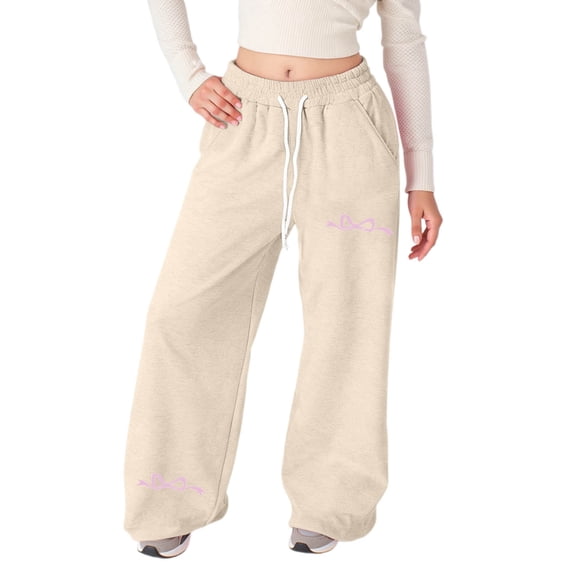Lullu Girls' Straight Sweatpants Casual Athletic Jogger Pants with Drawstring, Sizes 4-16