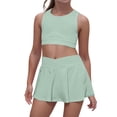 thumbnail image 1 of Lullu Girls Summer Athletic Outfits Casual Sports Solid Cropped Tank Top Skort Set, 1 of 8