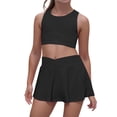 thumbnail image 1 of Lullu Girls Summer Athletic Outfits Casual Sports Solid Cropped Tank Top Skort Set, 1 of 8