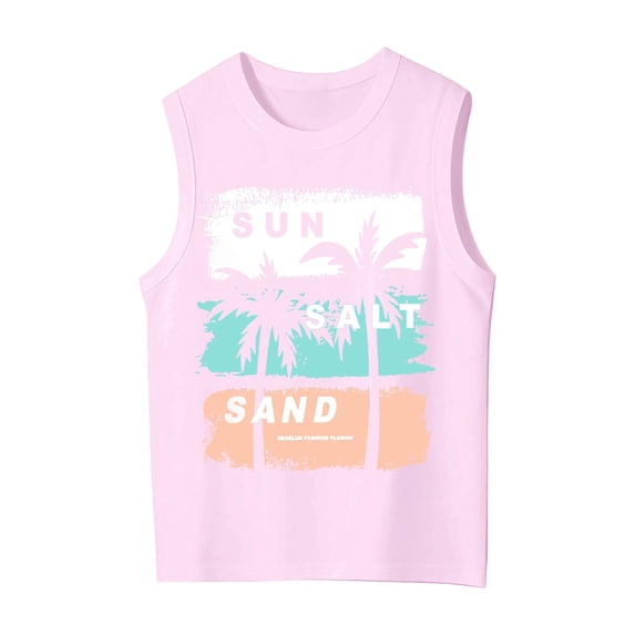 Lullu Girls Summer Beach Tank Top Vintage Graphic Sleeveless Shirt Casual Tank Tops, Pink