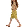 thumbnail image 1 of Lullu Girls Summer High Waist Shorts Casual Knee-Length Shorts with Pockets, Sizes 5-14, 1 of 3