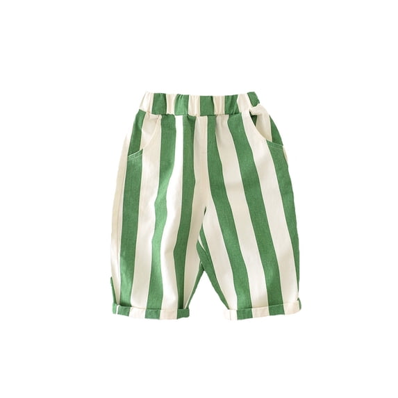 Lullu Girls Summer Striped Pants Cotton Elastic Waist Baggy Trousers, Sizes 2-3