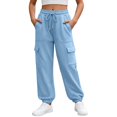 thumbnail image 1 of Lullu Girls Sweatpants Casual Athletic Joggers Cozy Cargo Pants, Sizes 5-14, 1 of 5