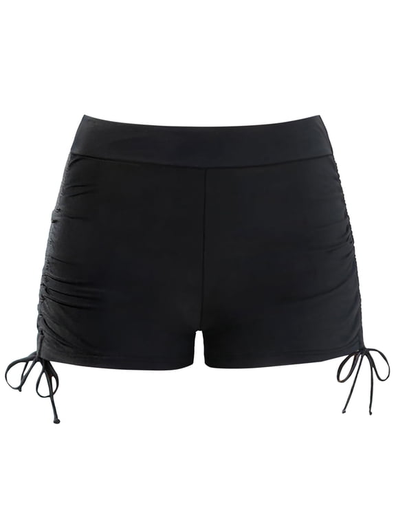 Girls Swim Shorts Solid Color Quick-Dry Swim Trunks Stretch Boyshorts, Sizes 5-14