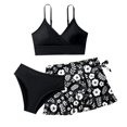 thumbnail image 1 of Lullu Girls Swimsuit Adjustable Straps Bikini Set Coverup Skirt Bathing Suit, 3-Piece, Size 9-10, 1 of 6