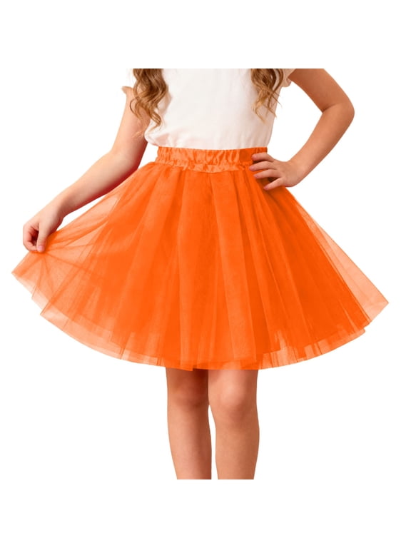 Girls Tutu Skirt with Elastic Waistband Party Dance Layered Tulle Skirt
