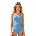 thumbnail image 1 of Lullu Girls Two Piece Swimsuit Ruched Tankini Set Solid Beach Bathing Suit, Sizes 7-16, 1 of 4