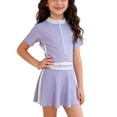 thumbnail image 1 of Lullu Girls UPF 50+ Zip up Short Sleeve Rash Guard Swimsuit Swim Dress Bathing Suit, 1 of 3