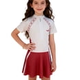 thumbnail image 1 of Lullu Girls UPF 50+ Zip up Short Sleeve Rash Guard Swimsuit Swim Dress Bathing Suit, 1 of 3