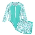 thumbnail image 1 of Lullu Girls UPF50+ Long Sleeve Rash Guard One-Piece Swimsuit with Boyshorts, Sizes 4-8, 1 of 7