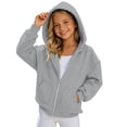 thumbnail image 1 of Lullu Girls Zip Up Hoodie Hooded Sweatshirt Kids Solid Basic Comfort Hoodies, Sizes 12-13, 1 of 4