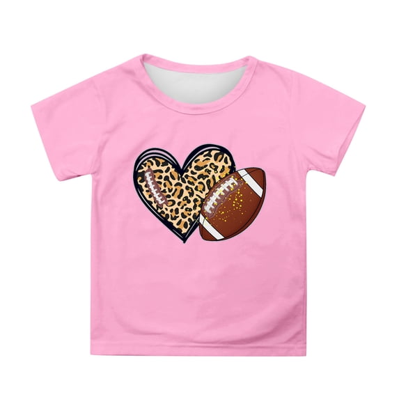 Lullu Graphic Tee for Girls Football Print Short Sleeve T Shirt Summer Tshirt Top, Pink
