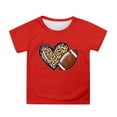 thumbnail image 1 of Lullu Graphic Tee for Girls Football Print Short Sleeve T Shirt Summer Tshirt Top, Red, 1 of 3