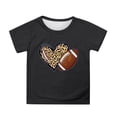 thumbnail image 1 of Lullu Graphic Tee for Toddler Girls Football Print Short Sleeve T Shirt Top, Black, 1 of 3