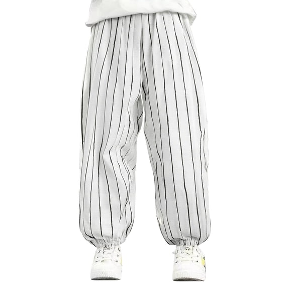 Lullu Infant Boys' Baggy Striped Pants Cotton Lightweight Pull On Pants Summer Slacks