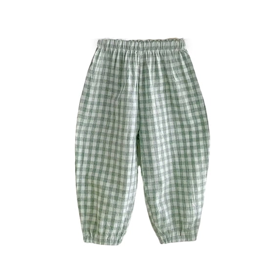 Lullu Infant Boys Casual Plaid Pants Pull On Lightweight Baggy Trousers for Kids