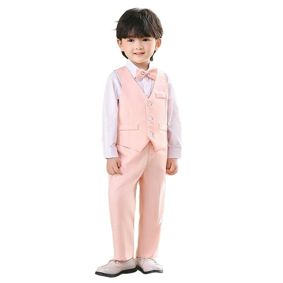 Lullu Infant Boys Formal Suit Tuxedo Set Wedding Birthday Party Vest Pants Bowtie 3Pcs Set