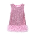thumbnail image 1 of Lullu Infant Girls Glitter Sequins Sleeveless Dress A-Line Ruffles Party Princess Dress, 1 of 4
