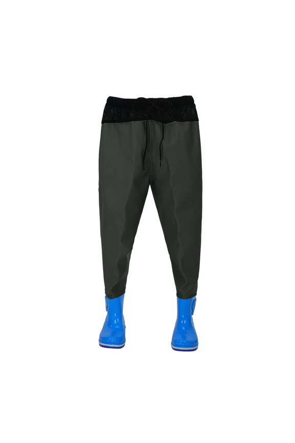 Kid Wading Pants with Built-In Rubber Boots Waist-High Waders Rain Pants, Sizes 2-15