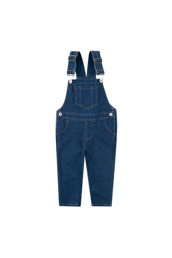 Kids Girls' Denim Overalls Dungarees Casual Adjustable Straps Jumpsuit with Pockets