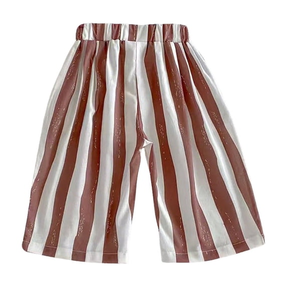 Lullu Little Boys Striped Capri Pants Pull On Wide Leg Slacks Kids Everyday Cropped Pants