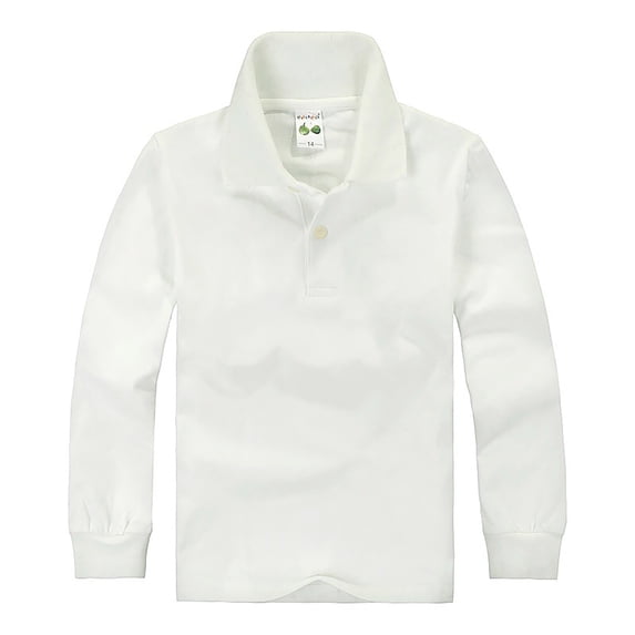 Lullu Little Girl's Long Sleeve Polo Shirt School Uniform Casual Solid Polos Undershirt