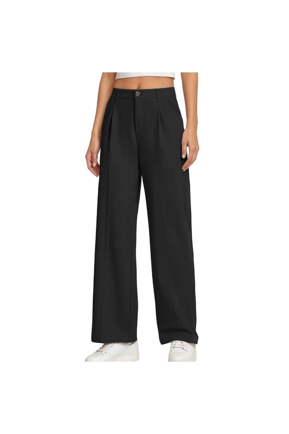 Little Girls Dress Pants Flat Front Mid Rise Straight Leg Suit Pants, Sizes 6-7
