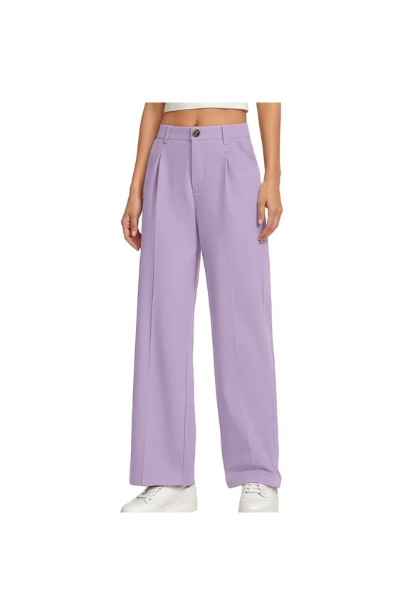 Little Girls Dress Pants Flat Front Mid Rise Straight Leg Suit Pants, Sizes 6-7