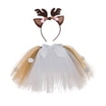 thumbnail image 1 of Lullu Little Girls Party Fawn Tutu Skirt Stage Performance Dance Tulle Skirt with Headband, 1 of 6