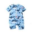 thumbnail image 1 of Lullu Newborn Boy Swimsuit Short Sleeve Rash Guard One-Piece Bathing Suit with UPF50+, 1 of 8