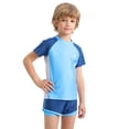 thumbnail image 1 of Lullu Short Sleeve Rash Guard Swimsuit for Girls and Boys UPF 50+ Bathing Suit, Sizes 3-14, 1 of 6