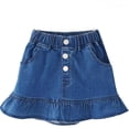 thumbnail image 1 of Lullu Stylish Denim A Line Skirt for Girls Elastic Waist Ruffle Jean Skirt, Sizes 1-14, 1 of 2