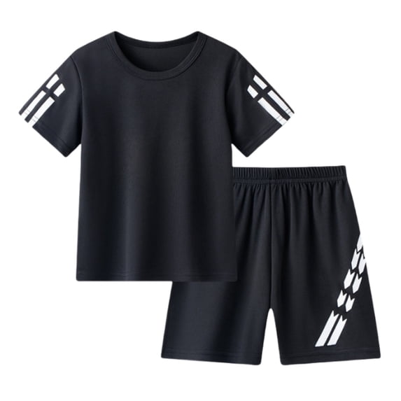 Lullu Summer Boys Shorts Set Casual Sports Short Sleeve T-Shirt Shorts Outfits, Sizes 1-12