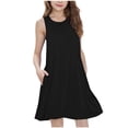 thumbnail image 1 of Lullu Summer Girl's Sleeveless Dress Casual Sundress Solid Play Tank Dress, Sizes 6-14, 1 of 6