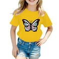 thumbnail image 1 of Lullu Summer Girls Butterfly Graphic Tee Casual Short Sleeve Crew Neck T-Shirt, Sizes 3-12, 1 of 3