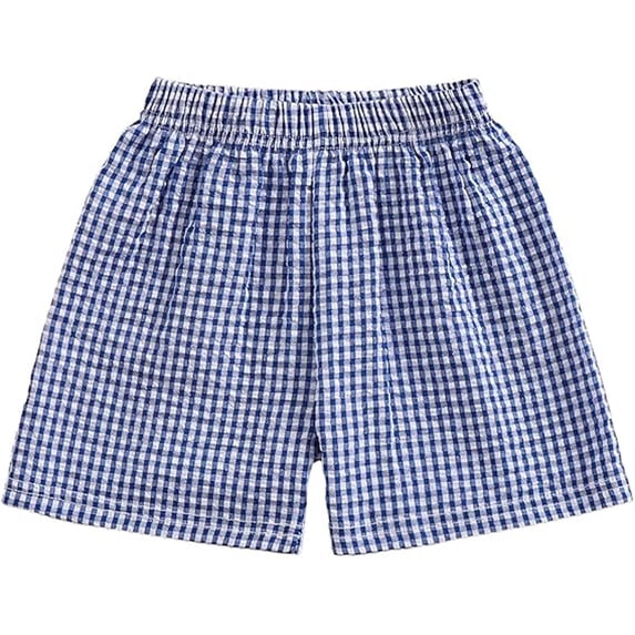 Lullu Summer Girls Gingham Plaid Shorts Casual High Rise Lightweight Shorts, Sizes 9M-4T