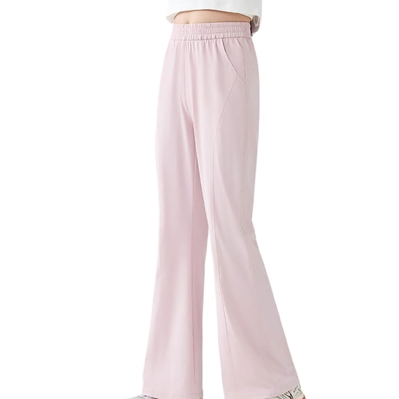 Lullu Summer Girls' Lightweight Flare Pants Stretch High Rise Pull On Pants, Sizes 7-15