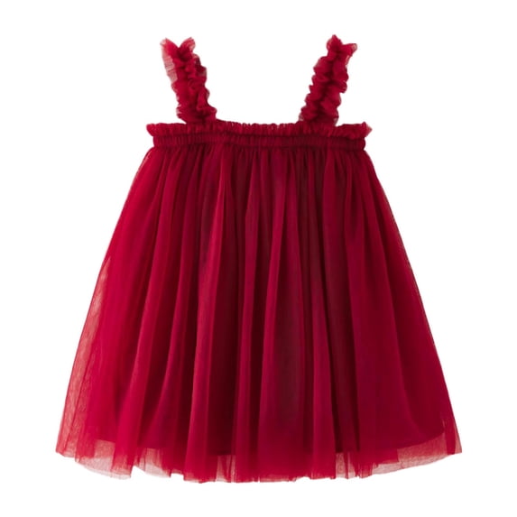 Lullu Summer Girls Sleeveless Tutu Dress A-Line Tulle Party Princess Dress, Sizes 12M-6Y