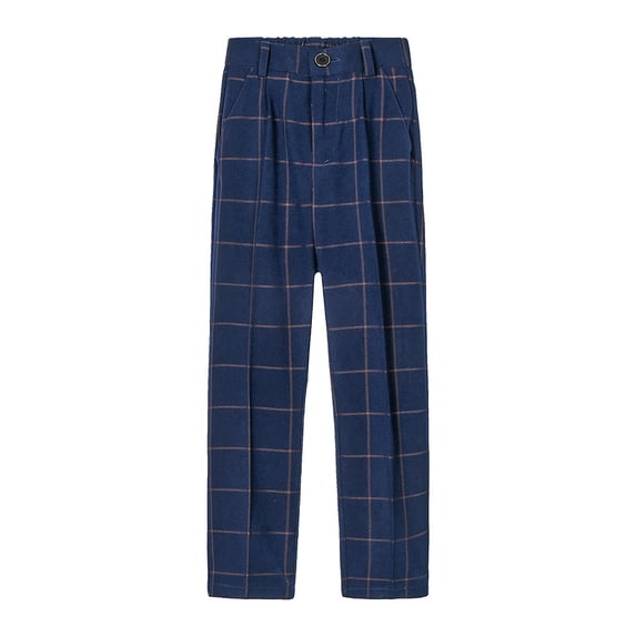Lullu Boys Plaid Flat Front Dress Pants Formal Straight Fit Suit Pants, Sizes 2-16